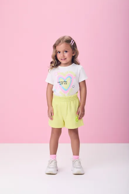 CONJUNTO BLUSA CORAÇÃO STRASS E SHORT - CONJUNTO BLUSA