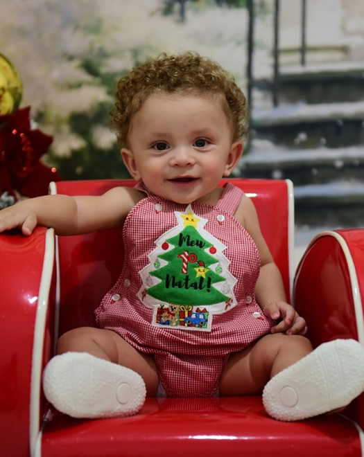 Jardineira Vermelha Natal Bebê Menina - SACOLA DO BEBÊ